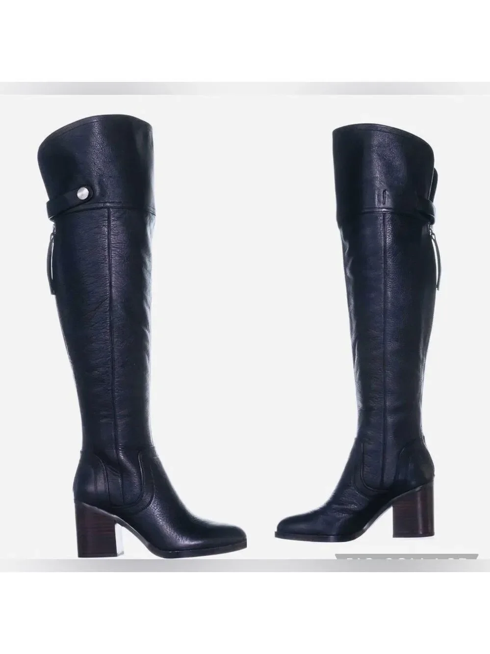 Franco Sarto Black Over-the-Knee leather Boots-size 7-EUC - Picture 2 of 15